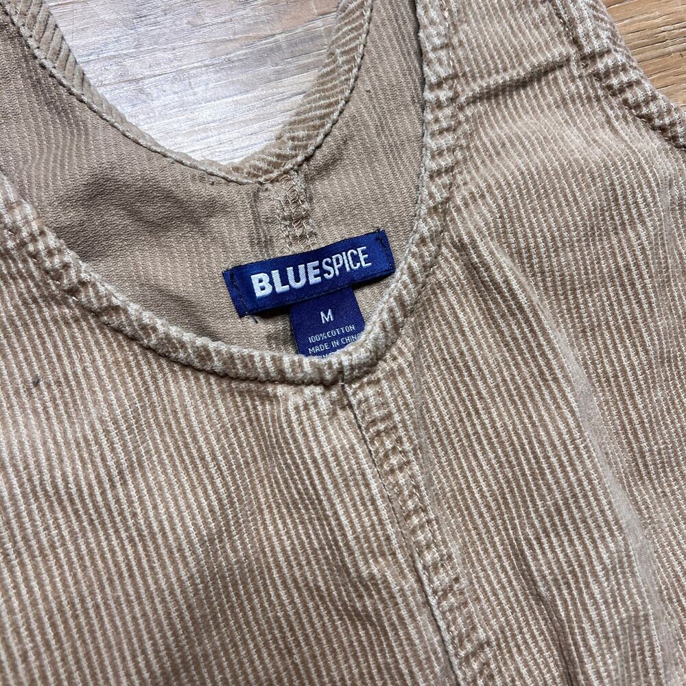 Vintage Blue Spice Corduroy Overall Mini Dress Size M View 2